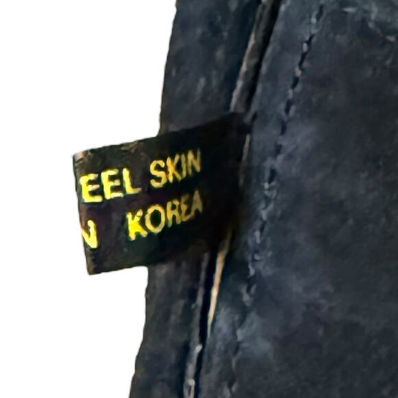 Vintage Black Eel Skin Briefcase High Polish Double Handle Full Zip - Picture 11 of 16